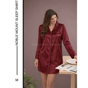 MSRP $50✨Noble Mount Premium Satin Long Sleeve Sleep Shirt – Size M | Champagne✨